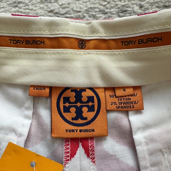 NWT Tory Burch Pink Diamond Print High Rise Flint Shorts Size 4 - Picture 7 of 8